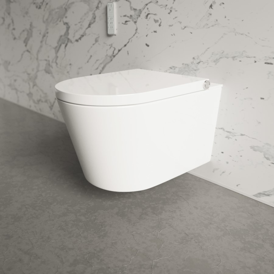 Wall Hung Smart Bidet Toilet with Gunmetal Flush Plate & 1168mm Frame & Cistern - Purificare 