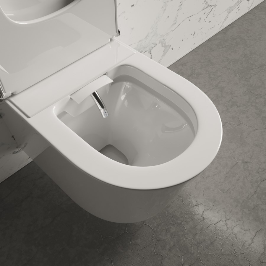 Wall Hung Smart Bidet Toilet with Gunmetal Flush Plate & 1168mm Frame & Cistern - Purificare 
