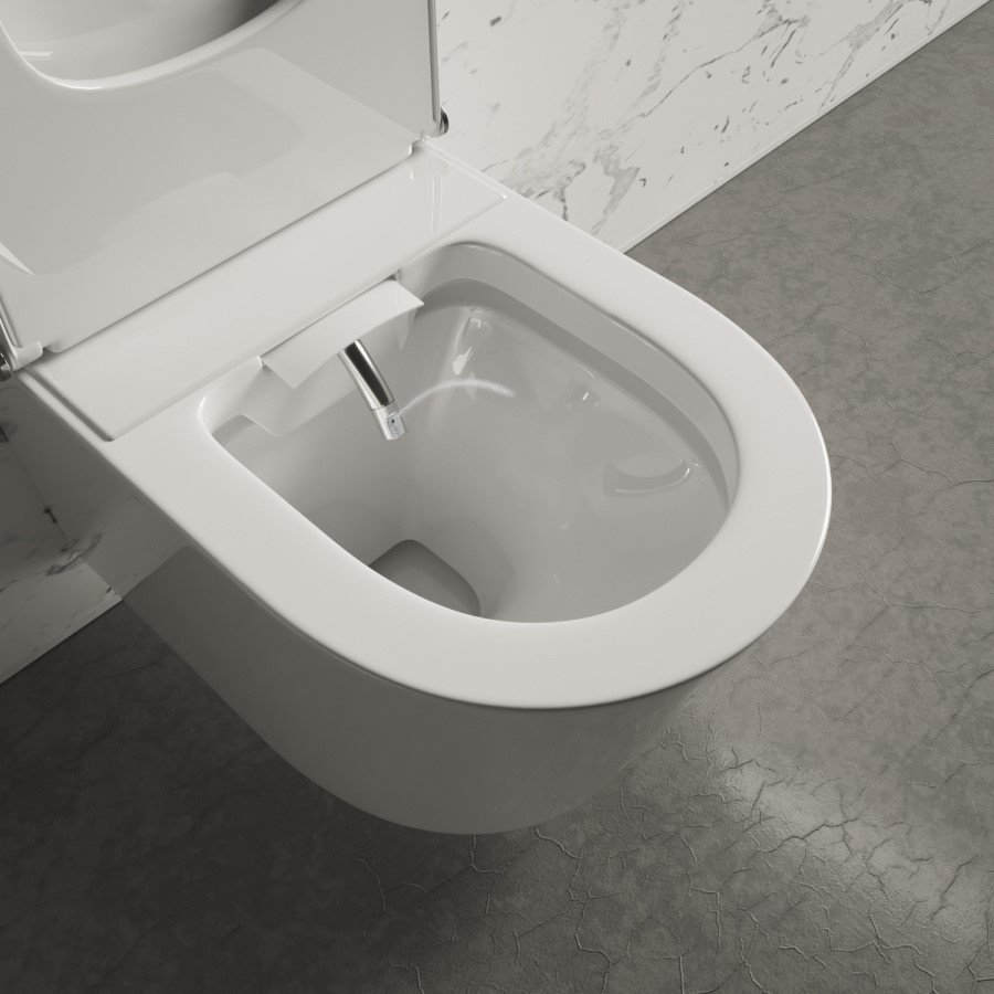 Wall Hung Smart Bidet Toilet with Gunmetal Flush Plate & 1168mm Frame & Cistern - Purificare 