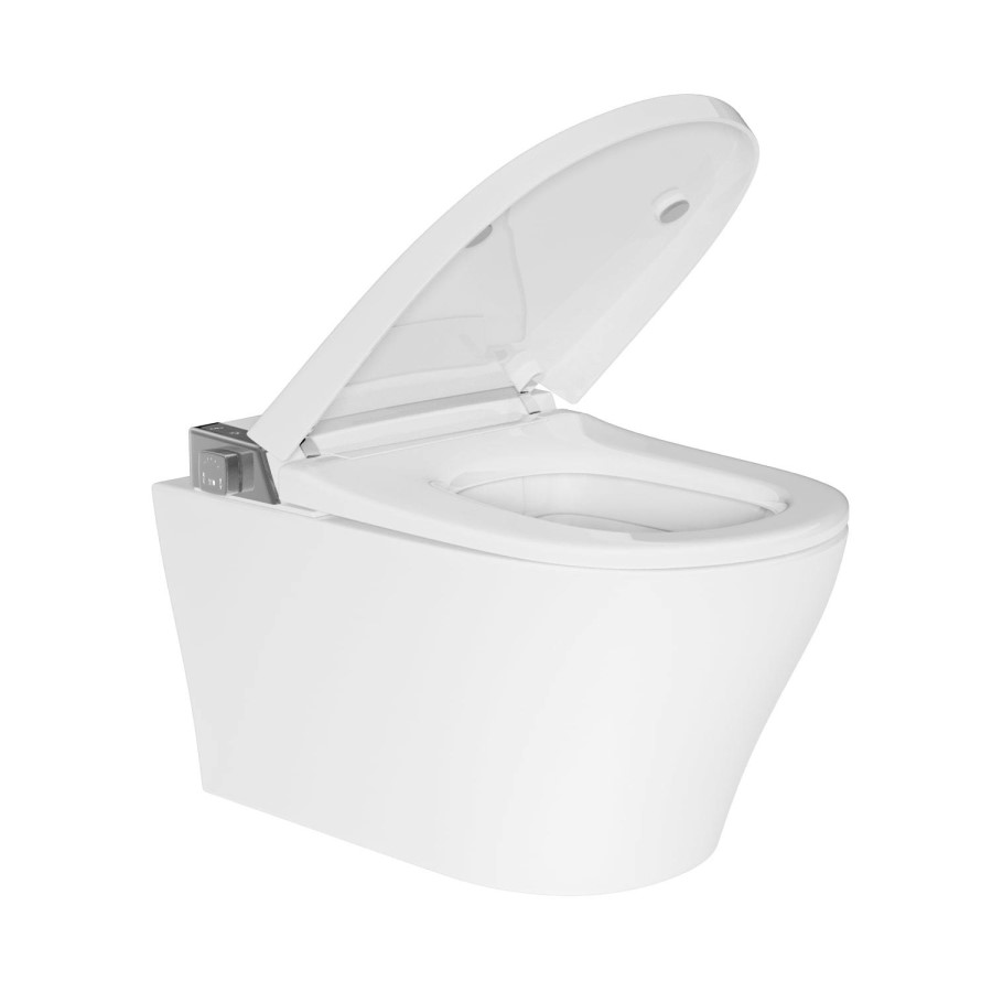 Wall Hung Smart Bidet Japanese Toilet with Heated Seat & Brushed Bronze Pneumatic Flush Plate, 1168mm Frame & Cistern - Purificare