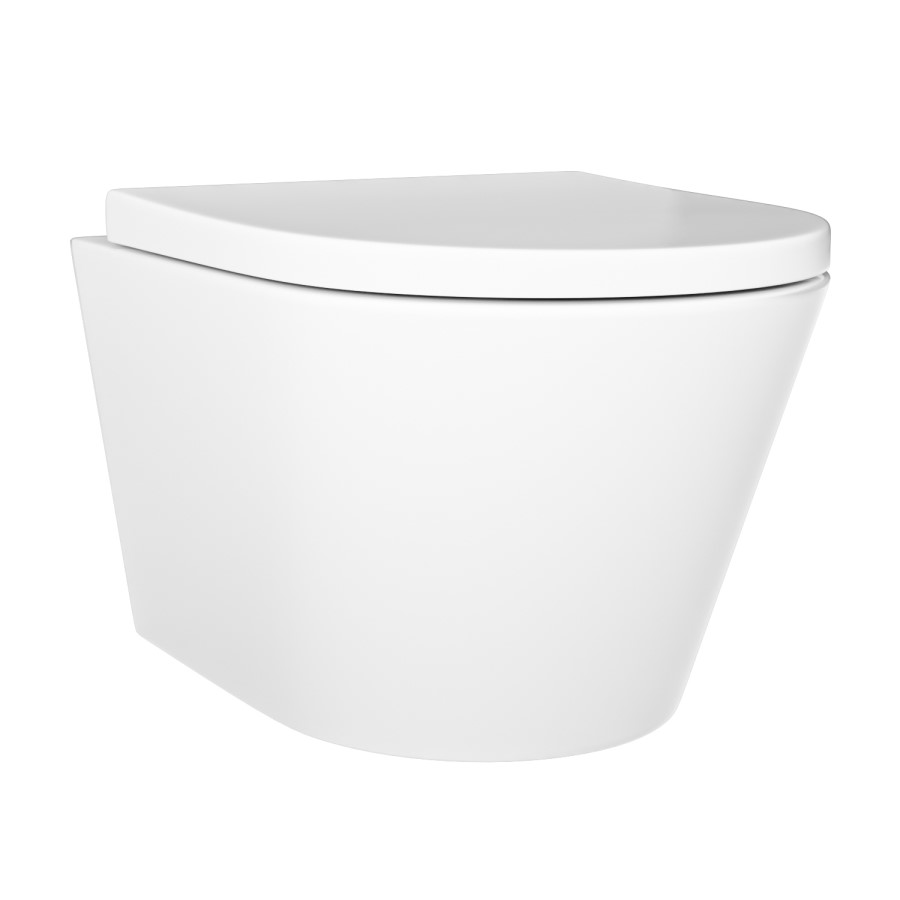 Wall Hung Rimless Short Projection Toilet with Soft Close Seat and Tornado Flush – Newport