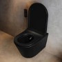 Matt Black Wall Hung Smart Bidet with, Gloss White Pneumatic Flush Plate, 820mm Frame & Cistern – Purificare