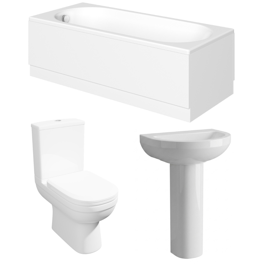 Single Ended 1700mm Bath Suite with Toilet Basin and Panels - Alton