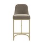 Set of 4 Mink Velvet Kitchen Stools with Gold Legs - Callie