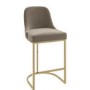 Set of 4 Mink Velvet Kitchen Stools with Gold Legs - Callie