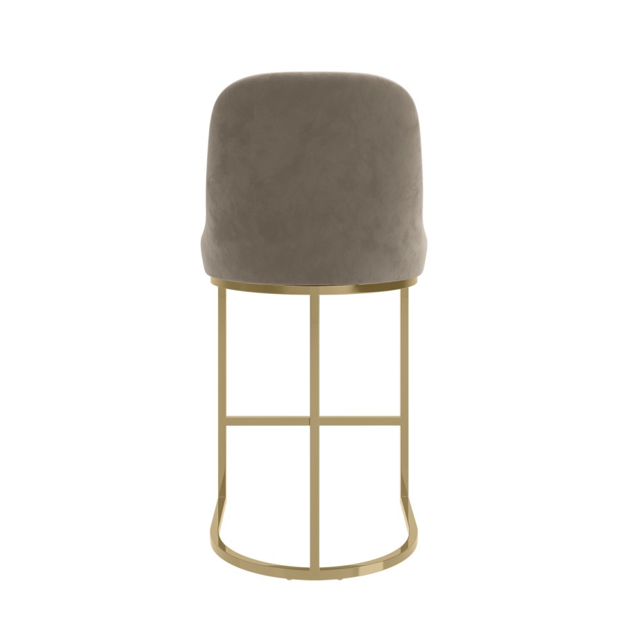 Set of 4 Mink Velvet Kitchen Stools with Gold Legs - Callie