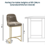 Set of 2 Mink Velvet Kitchen Stools with Gold Legs - Callie