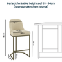 Set of 3 Beige Upholstered Kitchen Stools with Brass Legs - Callie