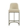 Set of 2 Beige Upholstered Kitchen Stools with Brass Legs - Callie