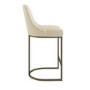 Set of 2 Beige Upholstered Kitchen Stools with Brass Legs - Callie
