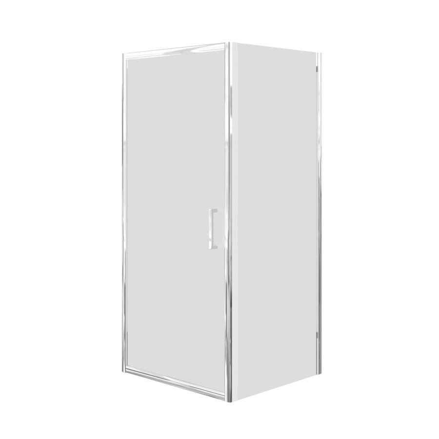 900mm Chrome 6mm Glass Square Hinged Shower Enclosure with Low Profile Shower Tray - Carina