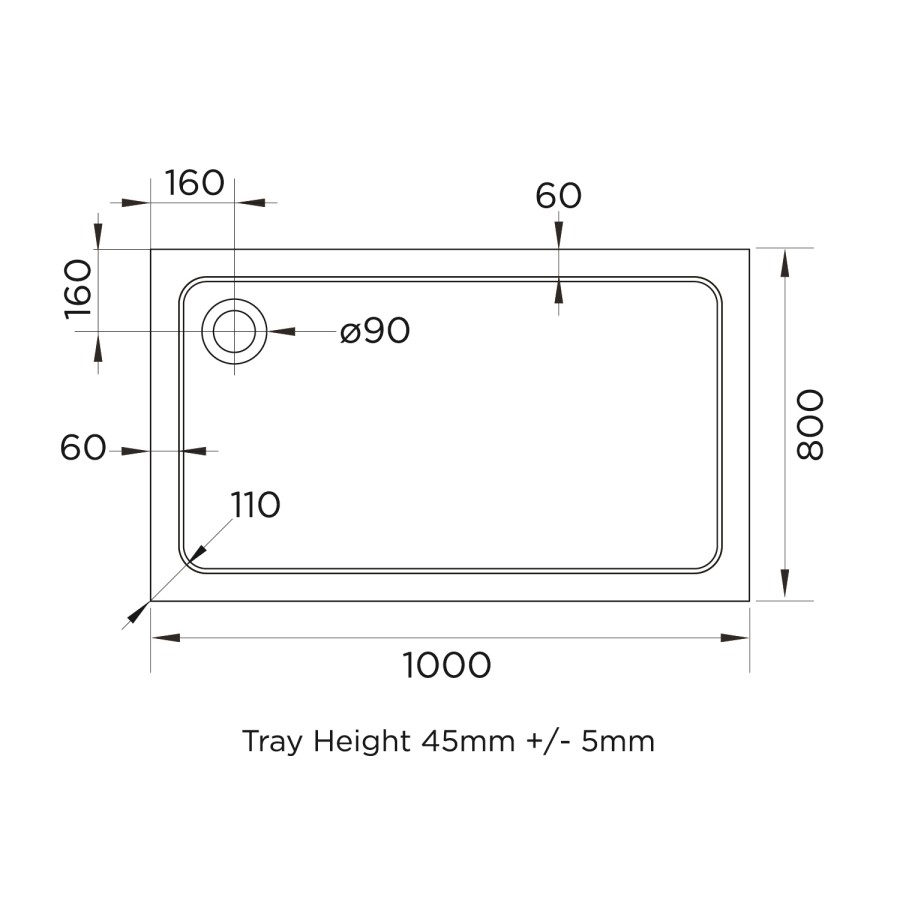 1000x800mm Chrome 6mm Glass Rectangular Shower Enclosure with Shower Tray - Carina
