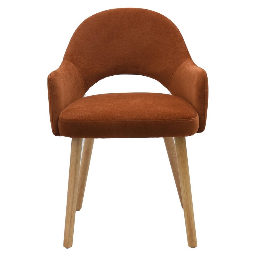 Set of 2 Burnt Orange Upholstered Dining Chairs with Oak Legs - Colbie