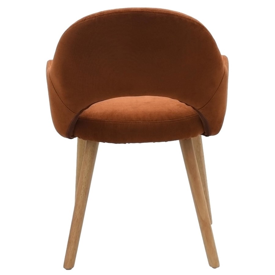 Set of 2 Burnt Orange Upholstered Dining Chairs with Oak Legs - Colbie