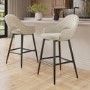 Set of 2 Black and Beige Upholstered Kitchen Stools with Back - Colbie