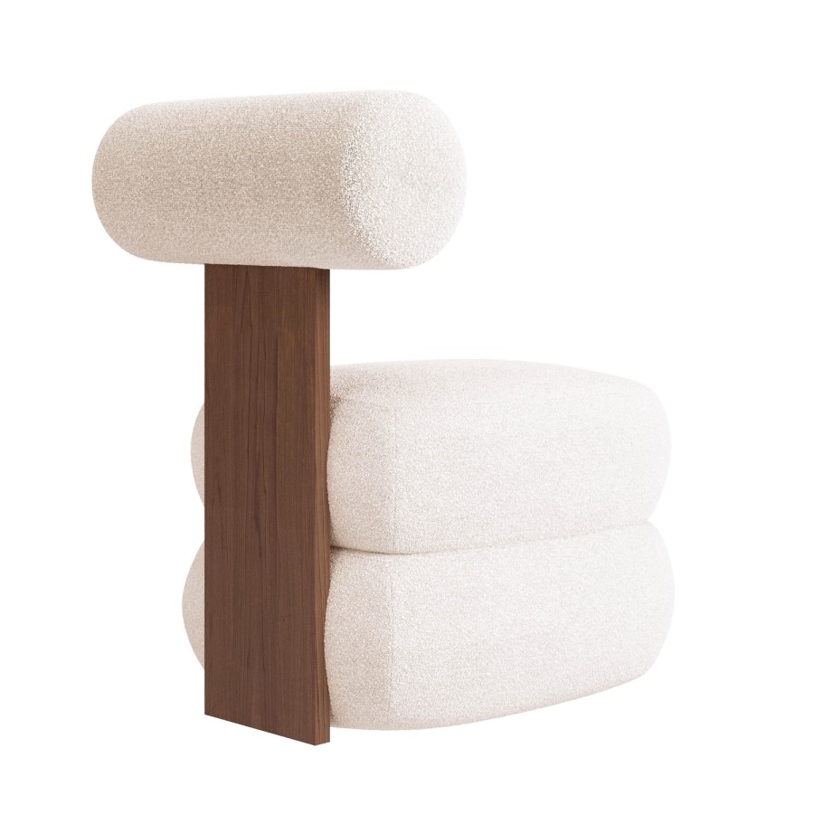 Cream Boucle Roll Back Accent Chair - Cleo