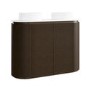 1200mm Walnut Wood Effect Curved Fluted Freestanding Double Countertop Vanity Unit with Basin - Matira