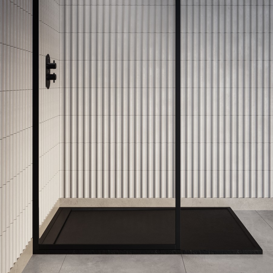 1000x800mm Rectangular Anti-Slip 30mm Slimline Black Stone Resin Shower Tray – Coast
