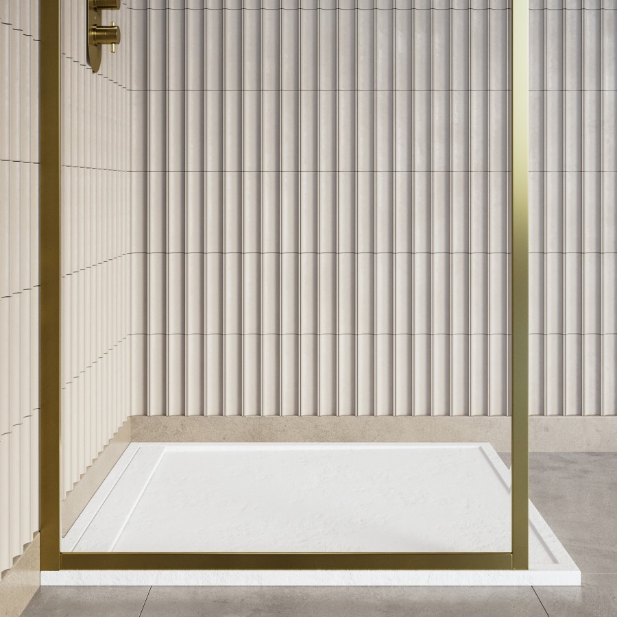 1400x800mm Rectangular Anti-Slip 30mm Slimline White Stone Resin Shower Tray – Coast