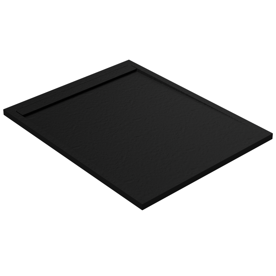 1400x900mm Rectangular Anti-Slip 30mm Slimline Black Stone Resin Shower Tray – Coast
