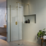 1000mm Brushed Brass Shower Screen for Wet Room & Walk In Shower with 300mm Hinged Flipper Return Panel – Corvus