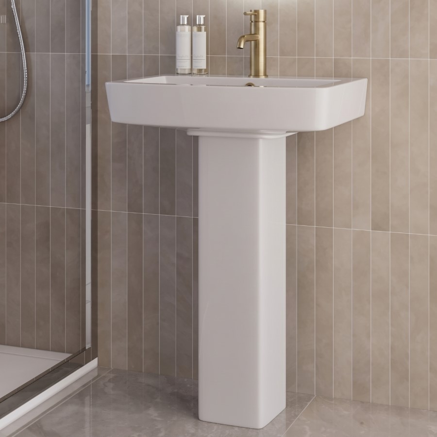 1300 x 800mm Brass Walk in Shower Enclosure Suite with Ashford Toilet and Basin