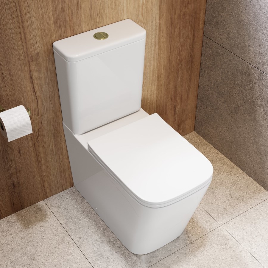 1300 x 800mm Brass Walk in Shower Enclosure Suite with Ashford Toilet and Basin