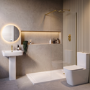 1700 x 800mm Brass Walk in Shower Enclosure Suite with Toilet and Basin - Corvus