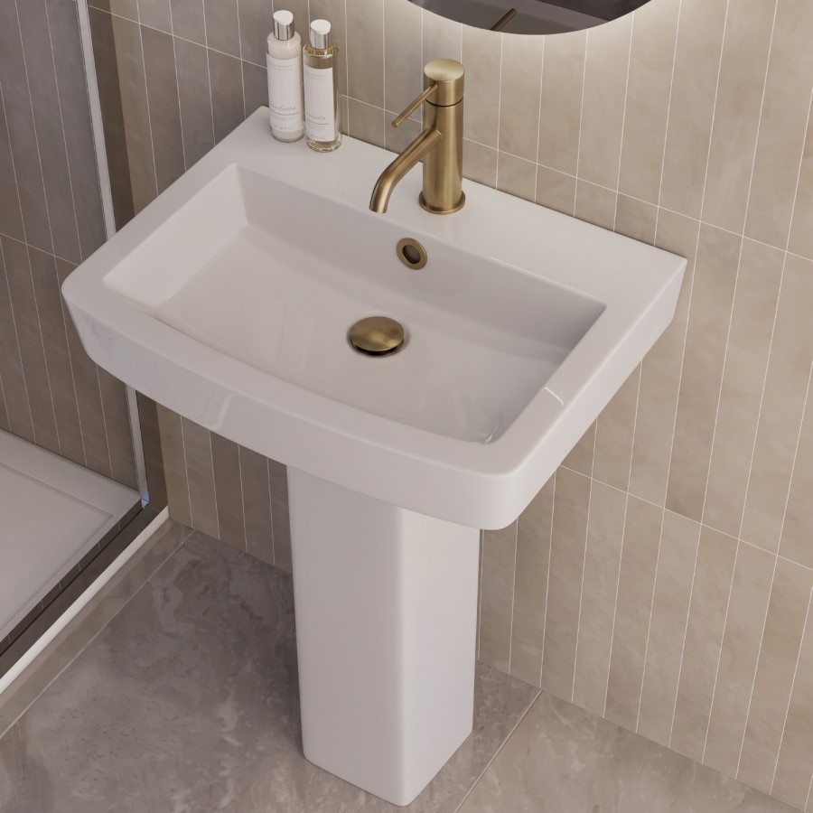 1700 x 800mm Brass Walk in Shower Enclosure Suite with Toilet and Basin - Corvus