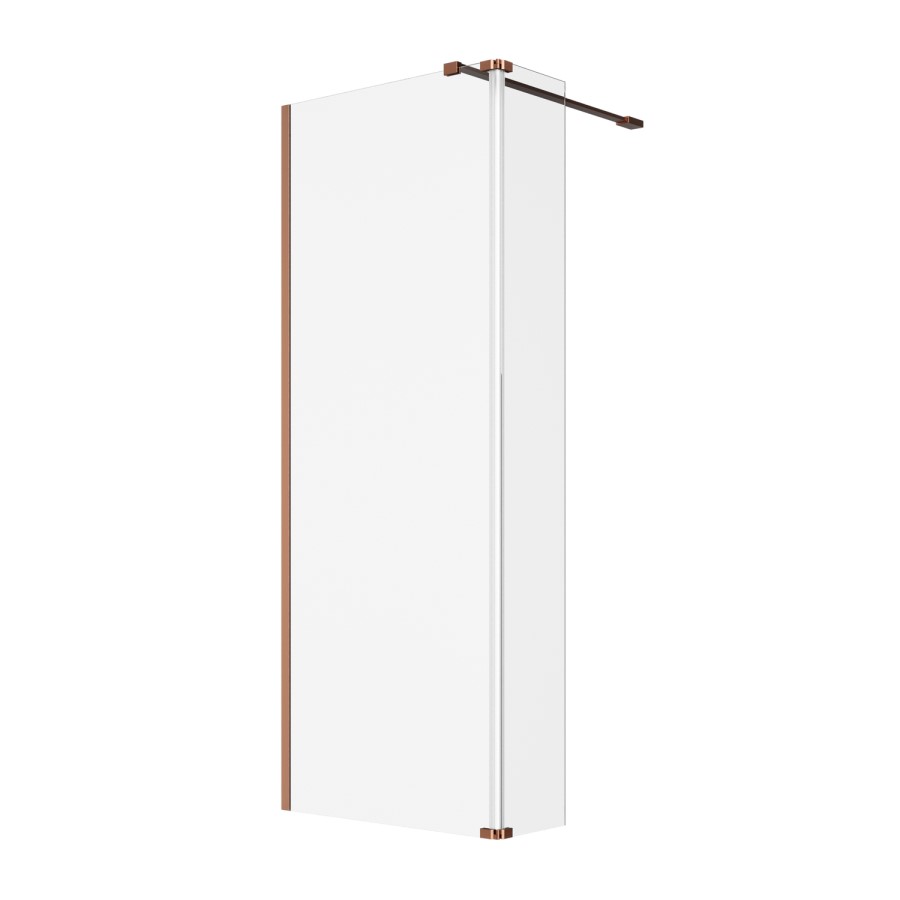 1000mm Brushed Bronze Shower Screen for Wet Room & Walk In Shower with 300mm Hinged Flipper Return Panel - Corvus