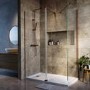 1400x900mm Bronze Walk-In Rectangular Shower Enclosure with Hinged Flipper Return Panel - Corvus