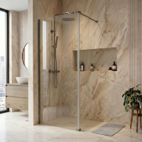 800mm Gunmetal Grey Grey Shower Screen for Wet Room & Walk In Shower with 300mm Hinged Flipper Return Panel - Corvus