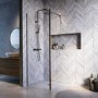 900mm Gunmetal Grey Shower Screen for Wet Room & Walk In Shower with 300mm Fixed Return Panel – Corvus