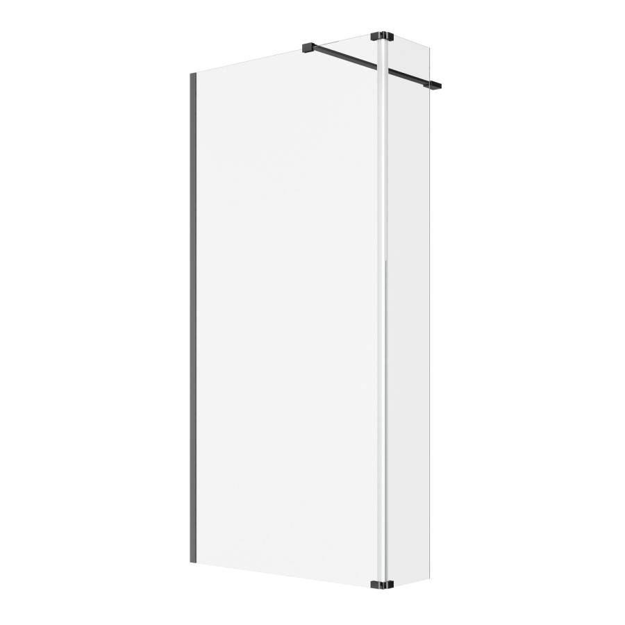 900mm Gunmetal Grey Grey Shower Screen for Wet Room & Walk In Shower with 300mm Hinged Flipper Return Panel - Corvus