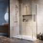 1400x900mm Brushed Nickel Walk-In Shower Screen Enclosure with Hinged Flipper Return Panel – Corvus