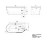 Freestanding Shower Bath Single Ended Right Hand Corner with Black Bath Screen 1600 x 780mm - Cove