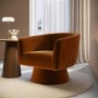 Burnt Orange Velvet Swivel Armchair - Cairo