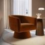 Burnt Orange Velvet Swivel Accent Chair - Cairo