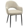 Rectangular Black Wooden Dining Table Set with 4 Beige Upholstered Chairs - Seats 4 - Troy