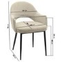 Rectangular Black Wooden Dining Table Set with 4 Beige Upholstered Chairs - Seats 4 - Troy