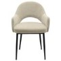 Rectangular Black Wooden Dining Table Set with 4 Beige Upholstered Chairs - Seats 4 - Troy