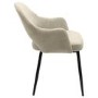 Rectangular Black Wooden Dining Table Set with 4 Beige Upholstered Chairs - Seats 4 - Troy