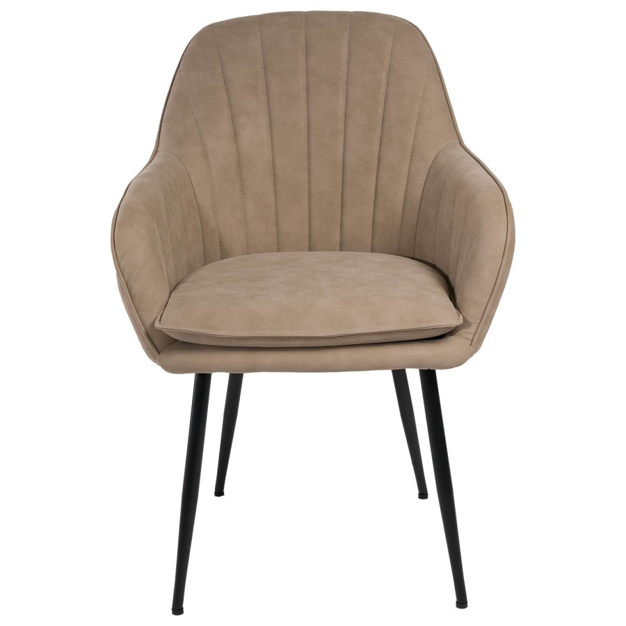 Set of 2 Beige Faux Leather Dining Chairs - Logan