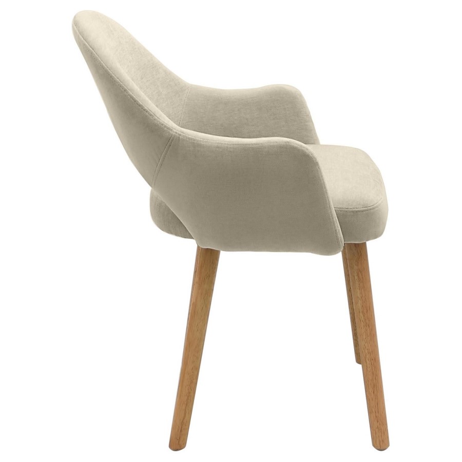 Round Oak Drop Leaf Dining Table Set with 2 Beige Upholstered Chairs - Seats 2 - Carson