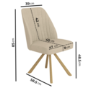 Set of 2 Beige Upholstered Swivel Dining Chairs with Oak Effect Legs - Logan