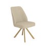 Set of 2 Beige Upholstered Swivel Dining Chairs with Oak Effect Legs - Logan
