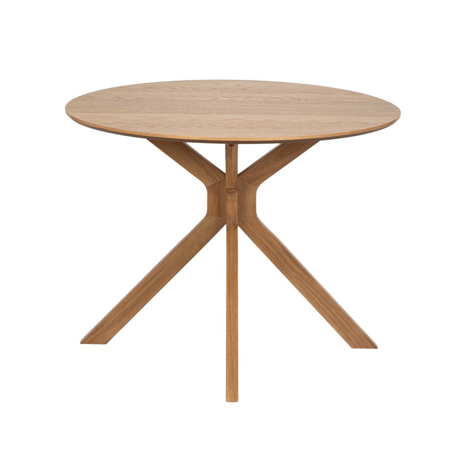 Round Oak Drop Leaf Dining Table Set with 2 Beige Upholstered Chairs - Seats 2 - Carson