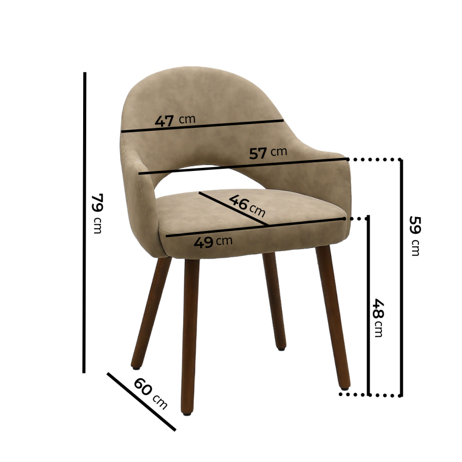 Round Walnut Dining Table Set with 4 Beige Faux Leather Dining Chairs - Seats 4 - Owen