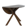 Round Walnut Drop Leaf Dining Table Set with 4 Beige Faux Leather Chairs - Seats 4 - Carson