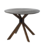 Round Walnut Drop Leaf Dining Table Set with 2 Beige Faux Leather Chairs - Seats 2 - Carson